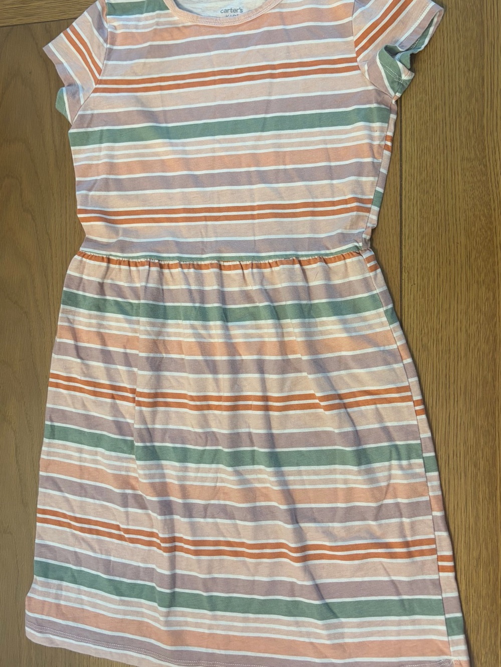 3 for $12 Carter's Peach, Green & White Striped Short Sleeve Dress